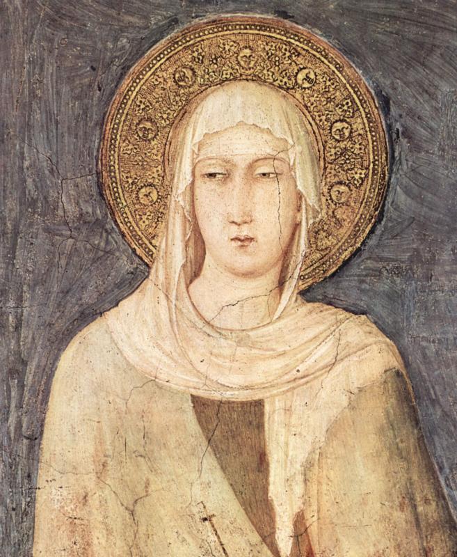 Simone Martini: Szent Klára freskó, (1312-20) Szent Ferenc-bazilika alsó temploma, Assisi