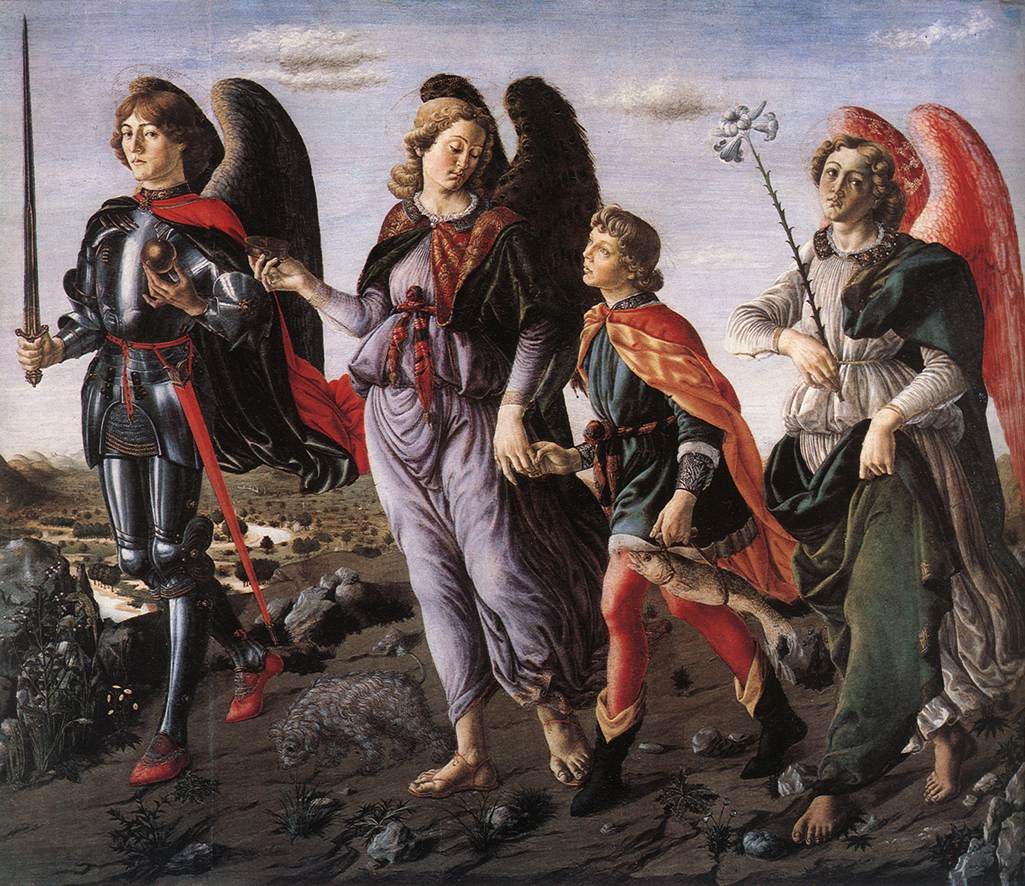 Francesco Botticini: A három arkangyal és Tóbiás, 1470 körül, Uffizi képtár, Firenze